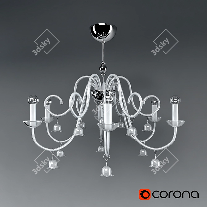 Transparent Chandelier with Crystal Accents 3D model image 1