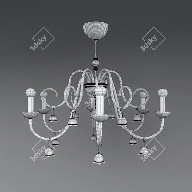 Transparent Chandelier with Crystal Accents 3D model image 2