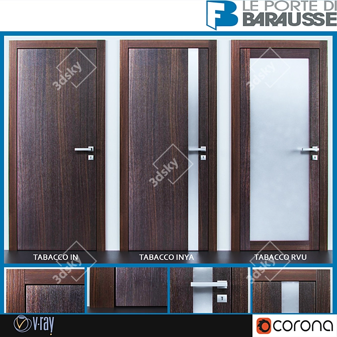 Elegant Barausse Doors: Tabacco Collection 3D model image 1