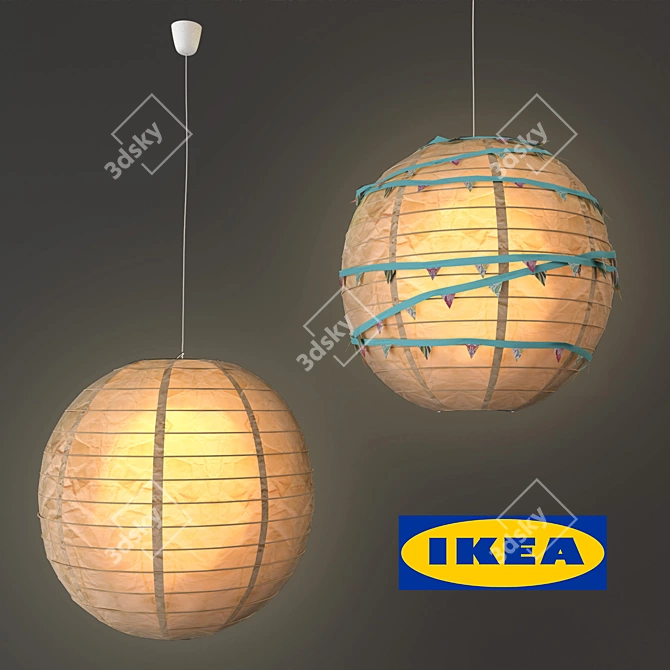 Paper Shade Pendant Lamp 3D model image 1