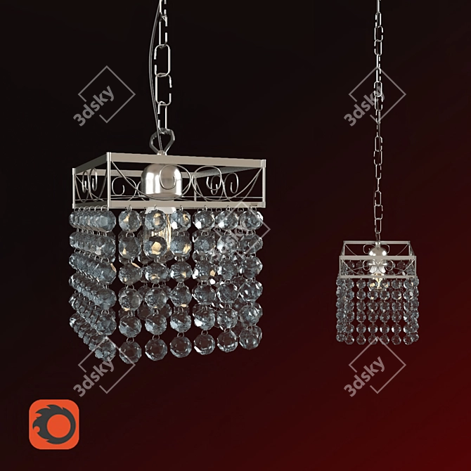 Sleek Clear Pendant Light 3D model image 1