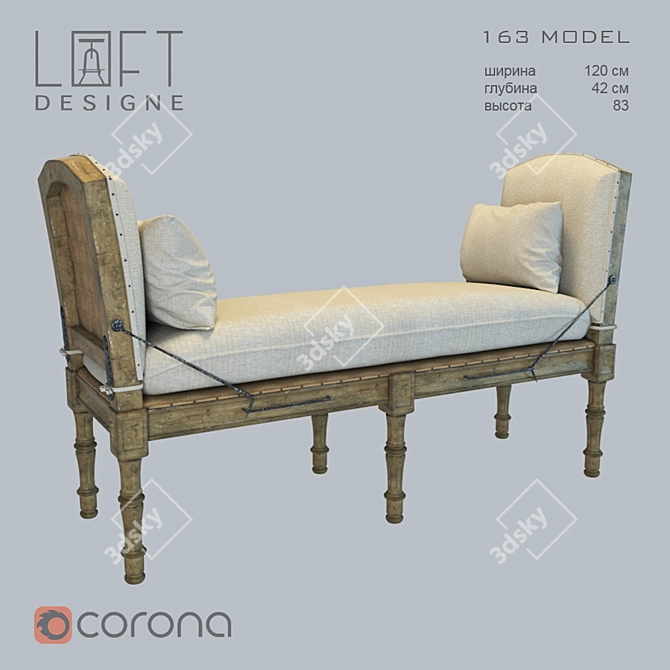 Modern Loftdesigne Model 163 - Stylish Wooden Bench 3D model image 1