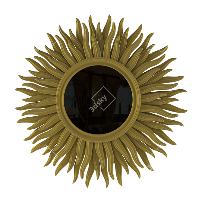 Sunburst Wooden Wall Mirror by Chelini 3D model image 1