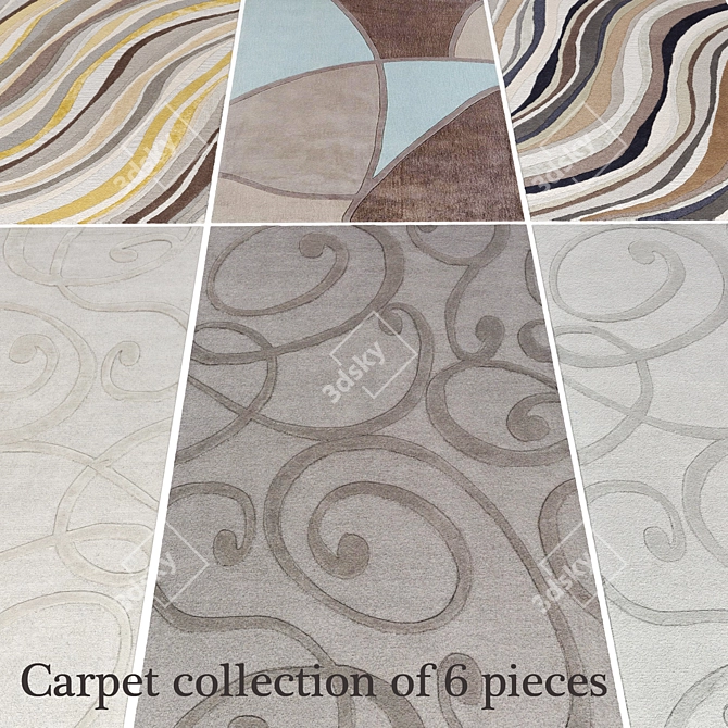 6-Piece Hand-Tufted Carpet Collection 3D model image 1