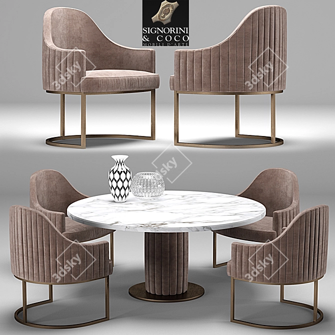 Elegant Desk-Chair Isabel 3D model image 1