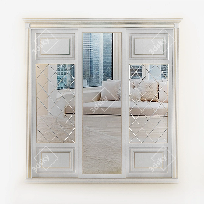 Classic Mirror-Faceted Wardrobe 3D model image 1