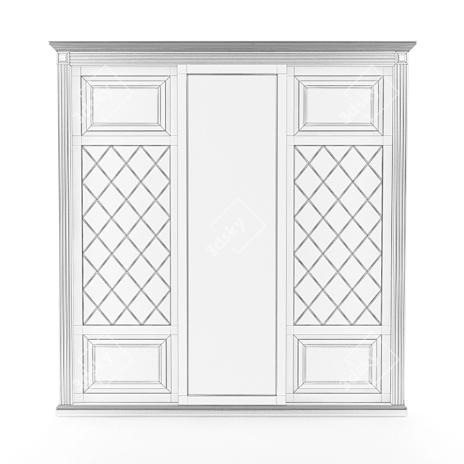 Classic Mirror-Faceted Wardrobe 3D model image 2