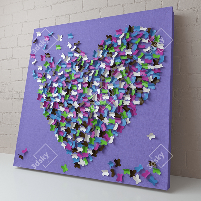 Fluttering Art: Canvas Butterflies 3D model image 1