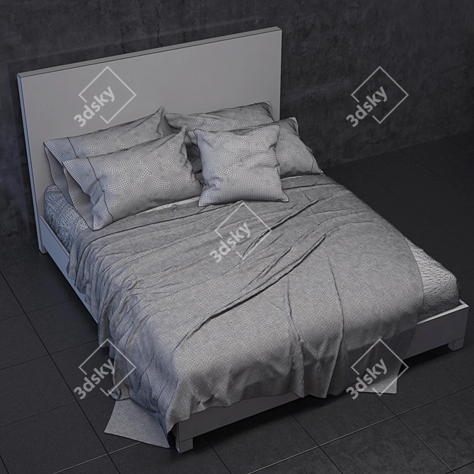 Modern Natural Wood Bedframe 3D model image 3