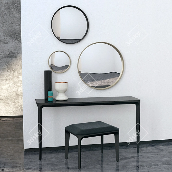 Slim Console and Mirror Set 3D model image 1