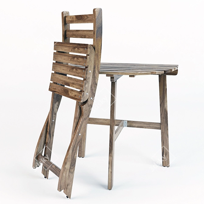 Outdoor Essentials: ASKHOLMEN Desk + 1 Chair 3D model image 2