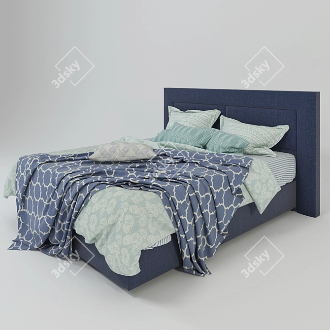 Luxury Super Queen Bed Set 3D model image 1