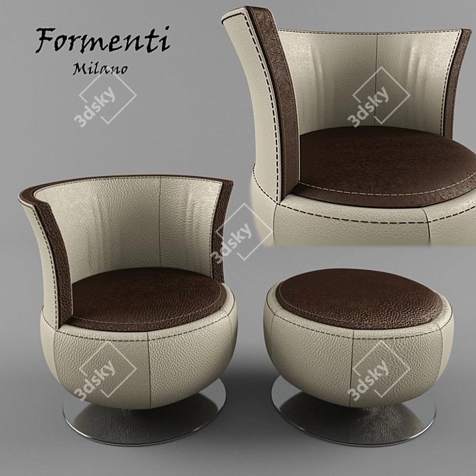 Modern Formenti Footrest & Chair 3D model image 1