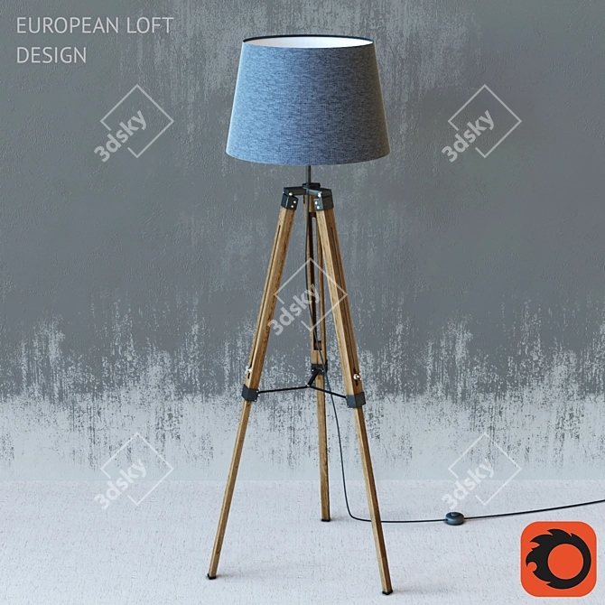 European Loft Design Floor Lamp 3D model image 1