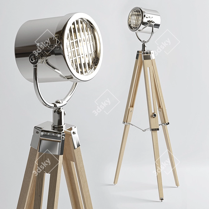 Sleek Silver Floor Lamp 3D model image 1