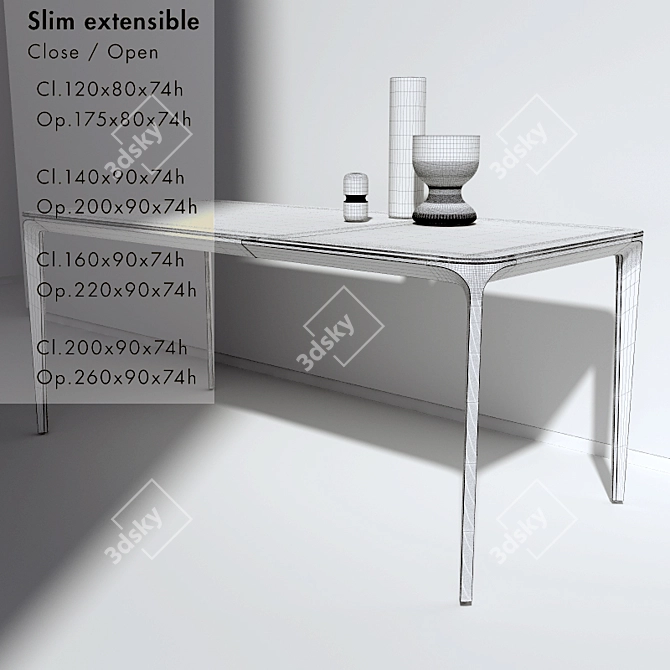 Sovet Slim Extensible Folding Table 3D model image 3