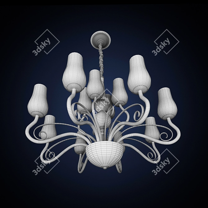 Ella 12-Light Chandelier 3D model image 3