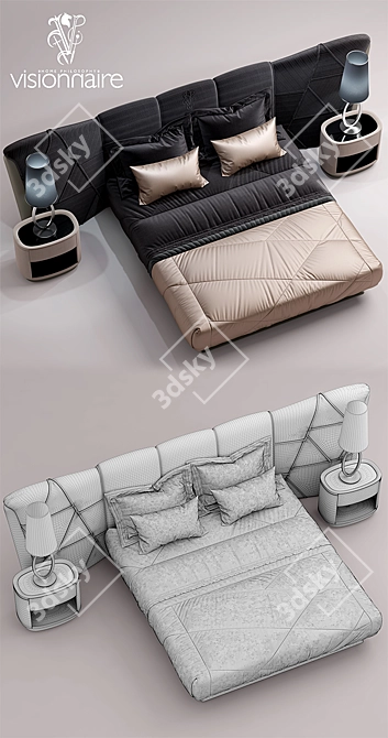 Elegant Plaza Bed Design 3D model image 3