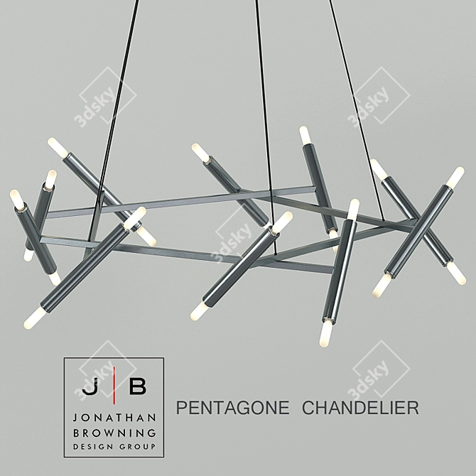 Modern Loft Pentagon Metal Chandelier 3D model image 1