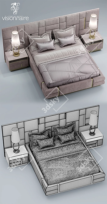 Luxurious Bed of Elegance 3D model image 3