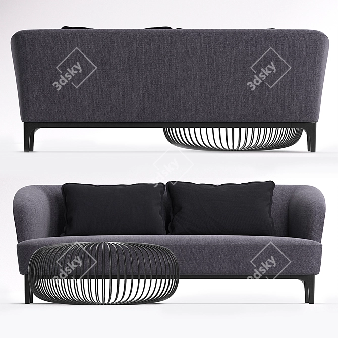 Elegant Elle Sofa & Ploff Set 3D model image 2