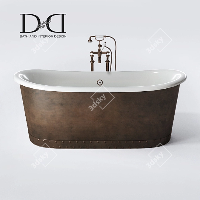 Ambra Copper-Clad Bath with Coventry Faucet 3D model image 1