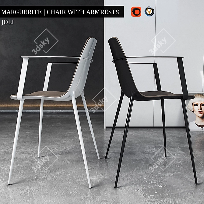 Sophisticated Armrested Marguerite Chair 3D model image 2