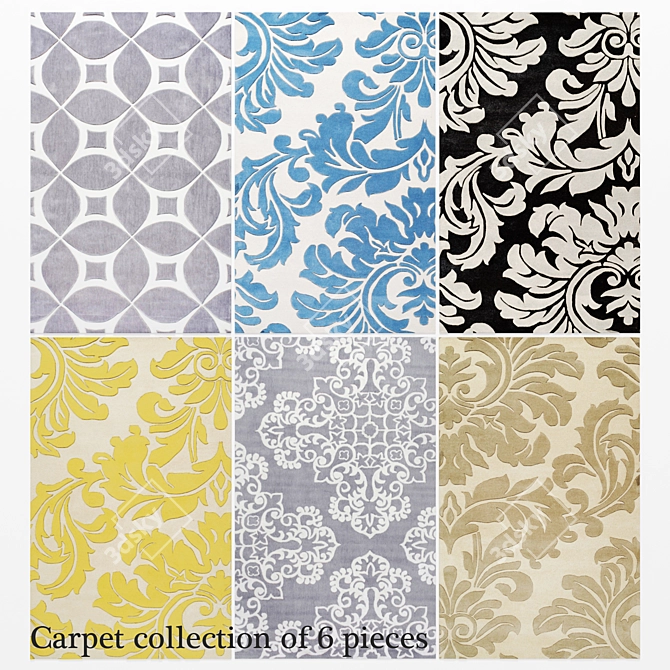 Luxury Carpet Collection 6 pcs. 3D model image 1