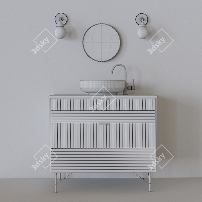 Modern Wash Basin and Elegant Wall Sconce 3D model image 3