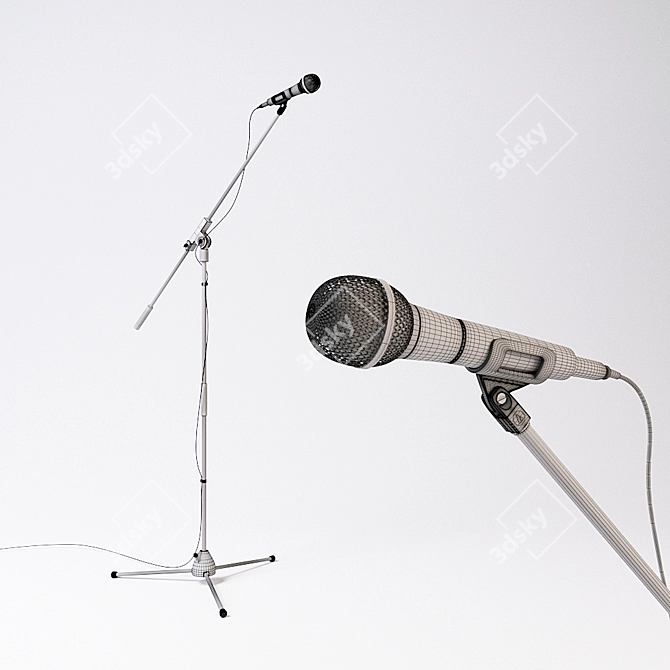 Professional Vocal Microphone with Stand - Audio-technica PRO61 3D model image 3