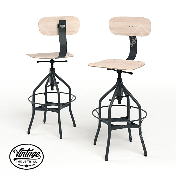 Industrial Adjustable Chair 3D model image 1