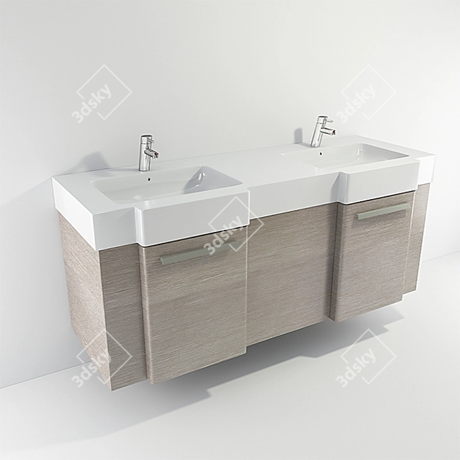 Double Sink Vanity Set 3D model image 1