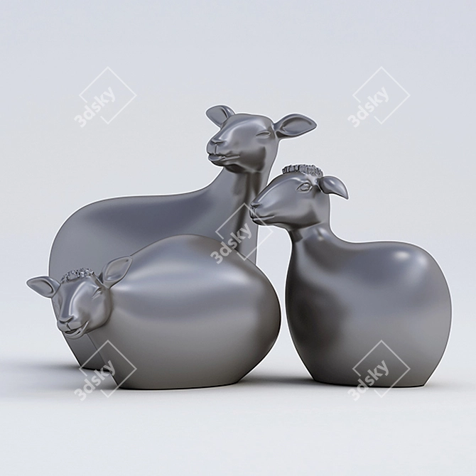 Elegant Sheep Sculpture: Handcrafted Art Piece 3D model image 2