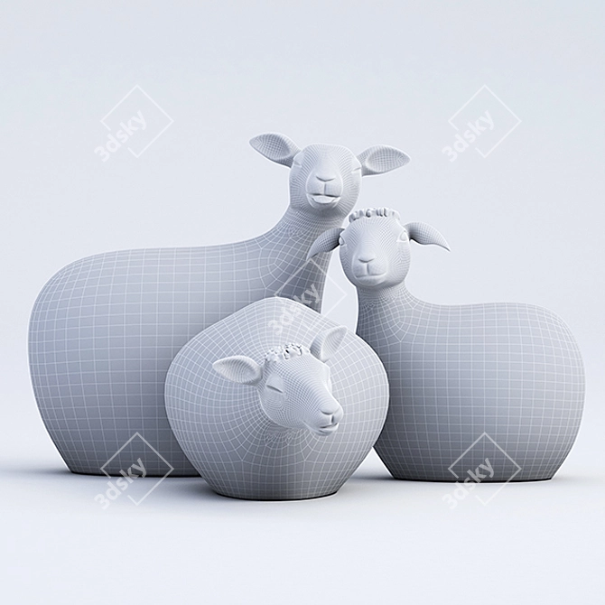 Elegant Sheep Sculpture: Handcrafted Art Piece 3D model image 3