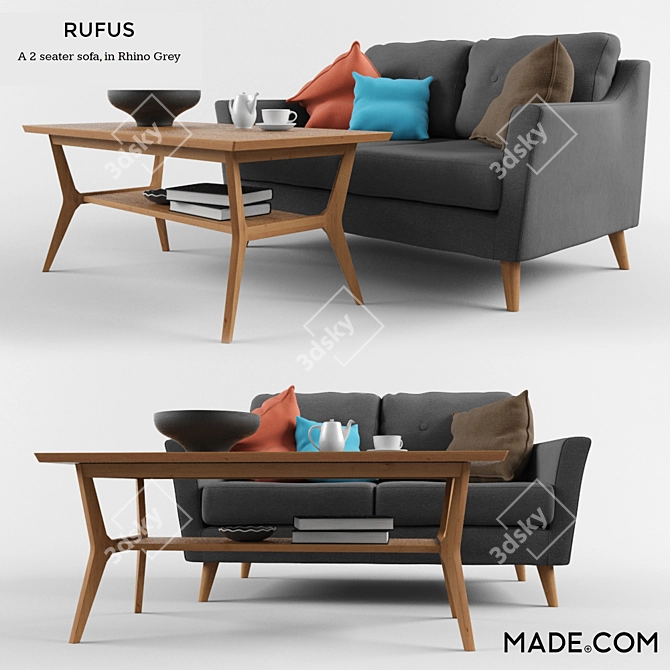 Rufus Retro 2-Seater: Contemporary Style 3D model image 1