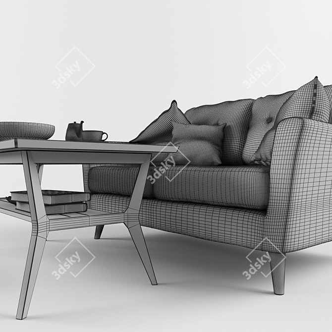 Rufus Retro 2-Seater: Contemporary Style 3D model image 2