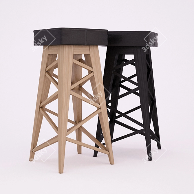 Brent Industrial Barstool 3D model image 1