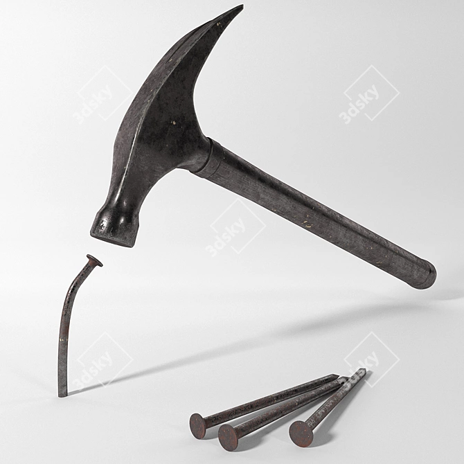 Essential Hammer and Nails Set 3D model image 1