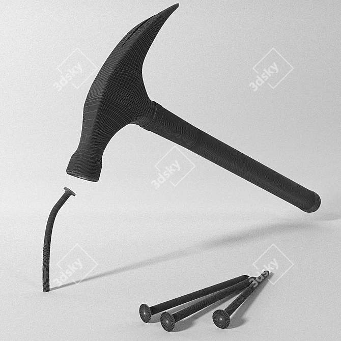 Essential Hammer and Nails Set 3D model image 2