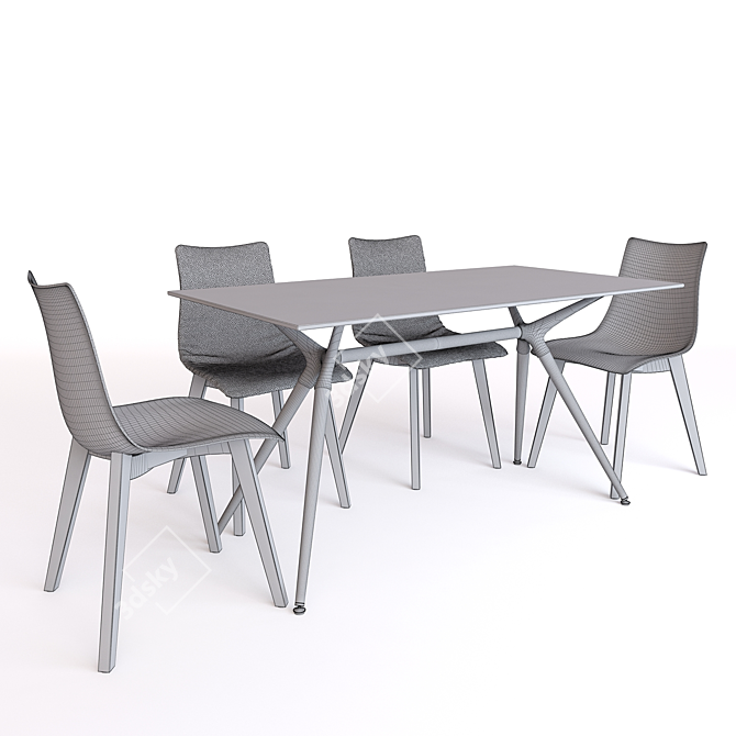 Modern Zebra Chair & Metropolis Table 3D model image 3