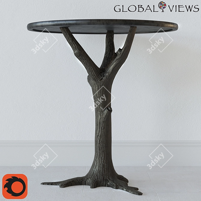 Rustic Wood-Effect Side Table 3D model image 1