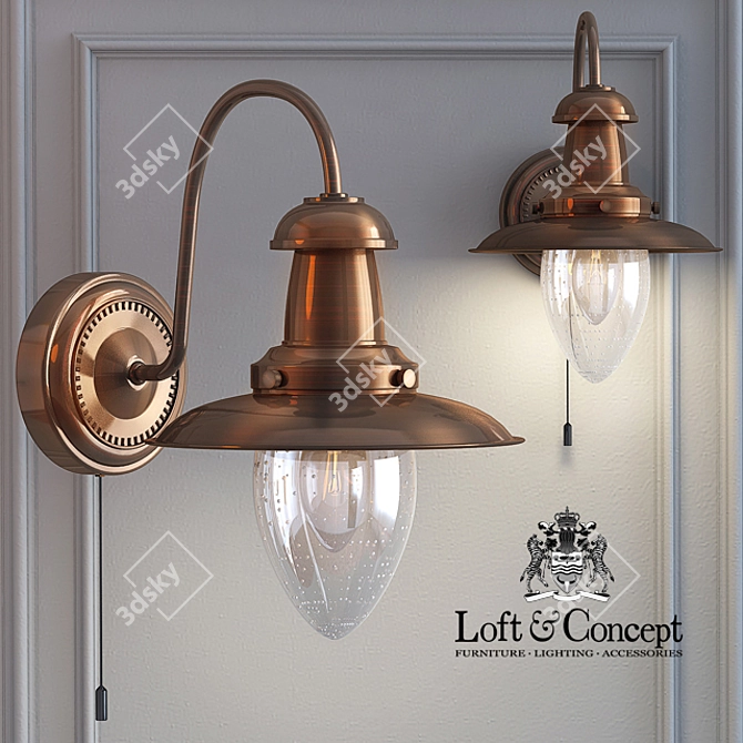 Modern Bronze Metal and Glass Wall Sconce 3D model image 1