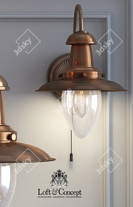 Modern Bronze Metal and Glass Wall Sconce 3D model image 2