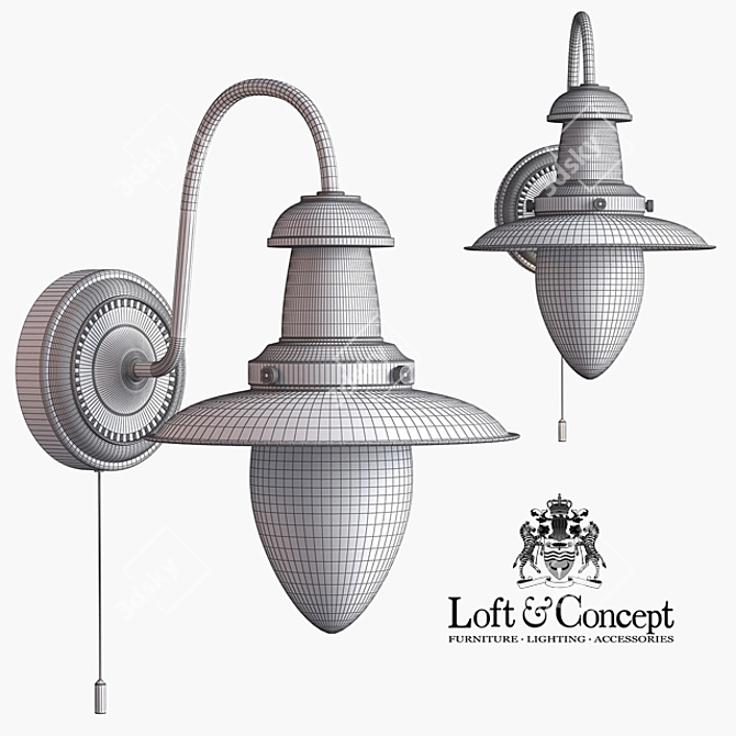 Modern Bronze Metal and Glass Wall Sconce 3D model image 3