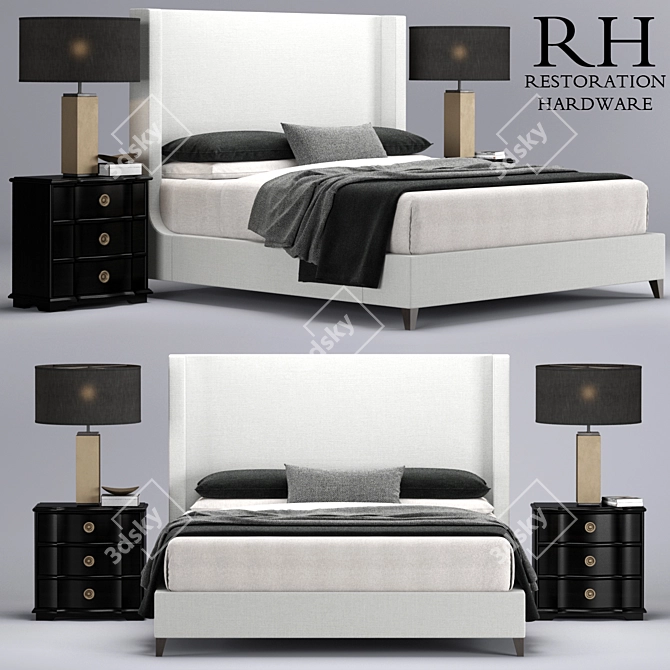 Regal Grayson Sleigh Bed 3D model image 1