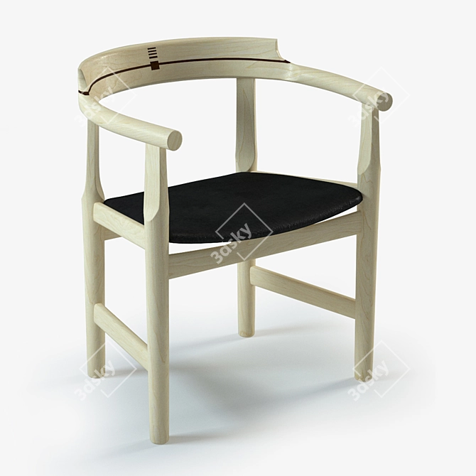 Elegant PP-62 Chair by Wegner 3D model image 1