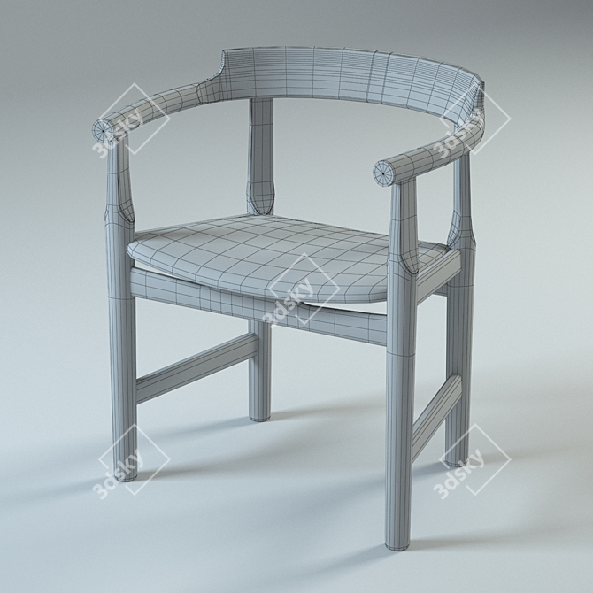 Elegant PP-62 Chair by Wegner 3D model image 2