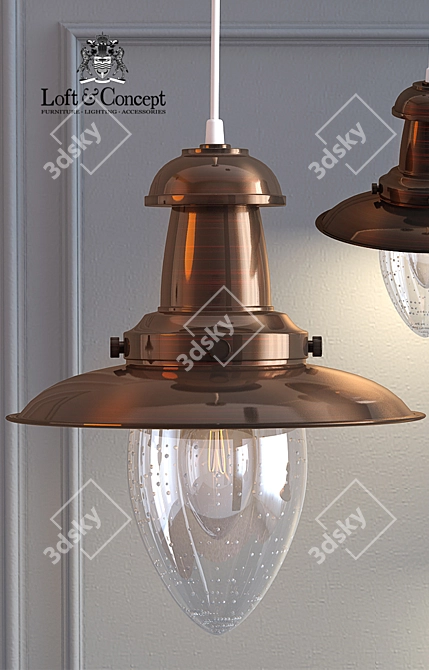 Vintage Bronze Suspension Pendant 3D model image 2