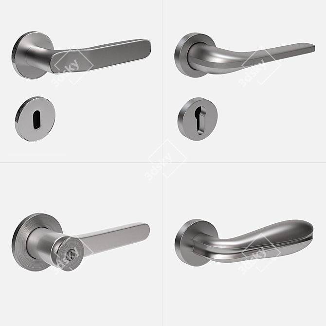 Modern Door Handle Collection 3D model image 1