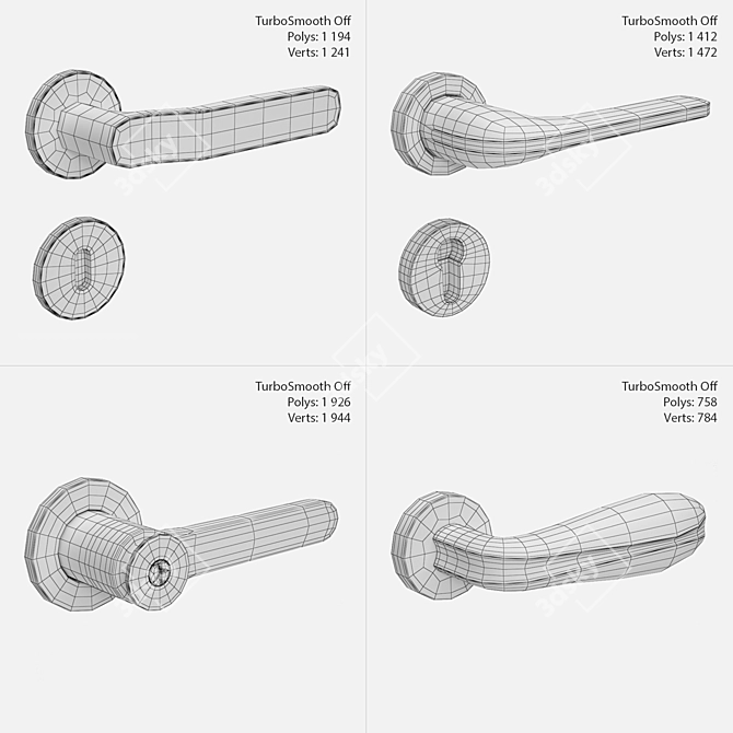 Modern Door Handle Collection 3D model image 2